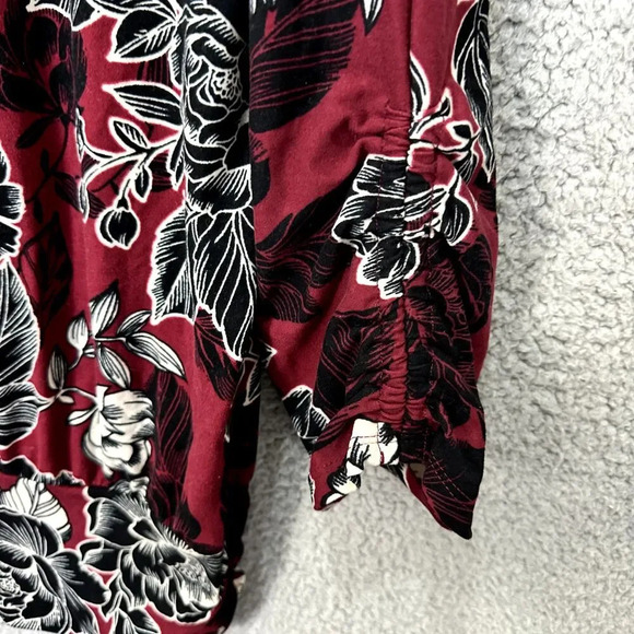 Apt .9 t op XL purple floral‎ ruched banded waist boho cottagecore whimsical - Picture 3 of 8